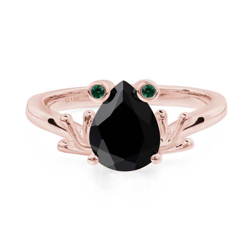 Black Spinel Ring Frog Engagement Ring - LUO Jewelry #metal_18k rose gold
