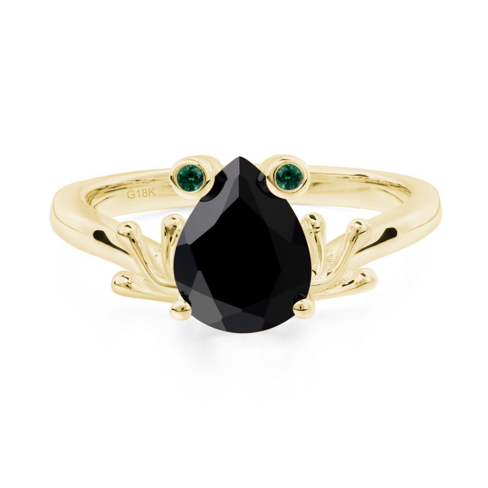 Black Spinel Ring Frog Engagement Ring - LUO Jewelry #metal_18k yellow gold