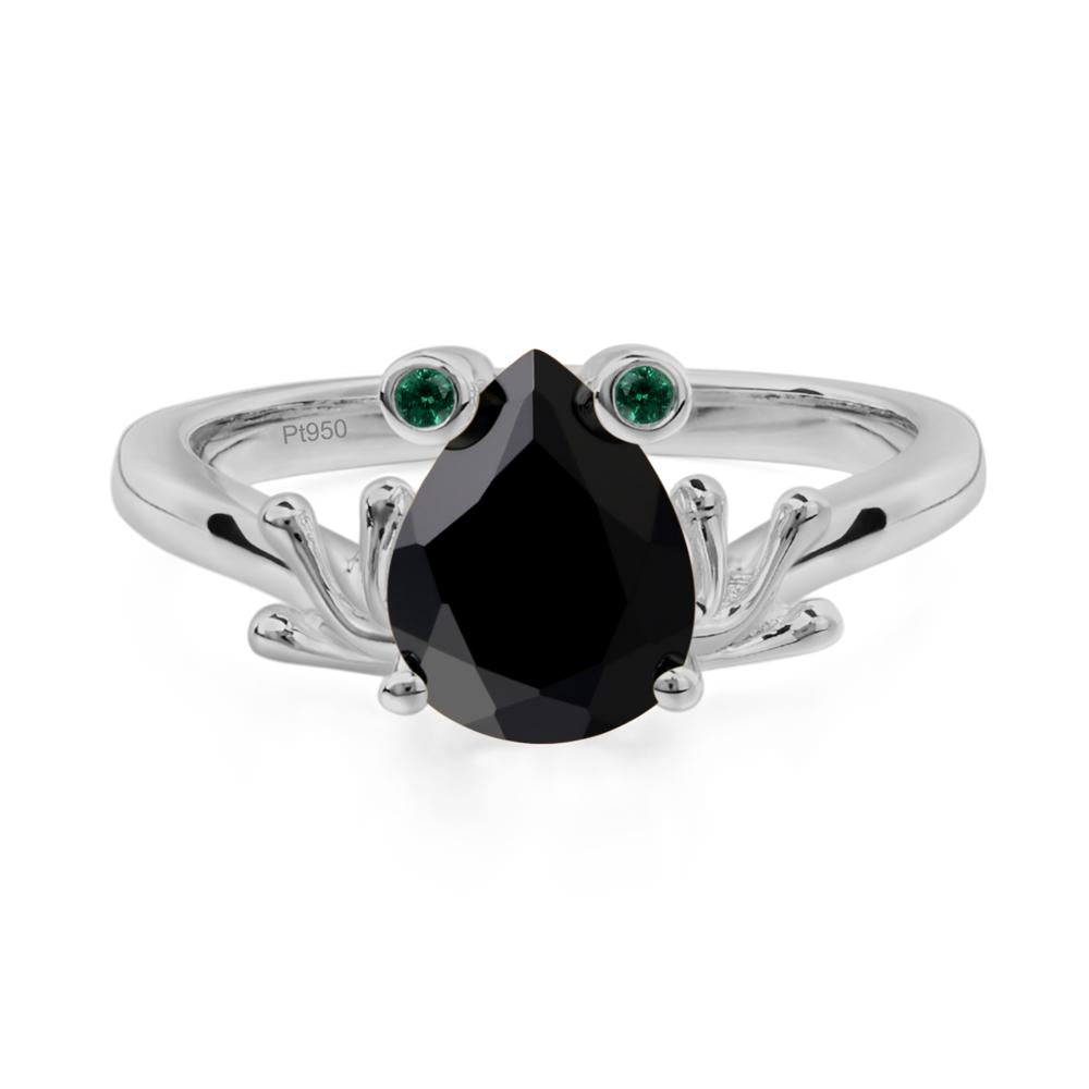 Black Spinel Ring Frog Engagement Ring - LUO Jewelry #metal_platinum