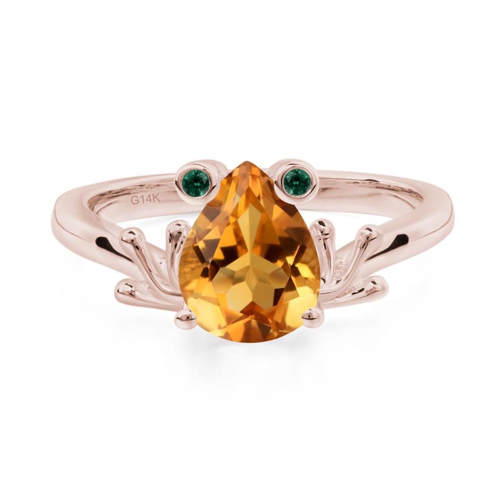 Citrine Ring Frog Engagement Ring - LUO Jewelry #metal_14k rose gold