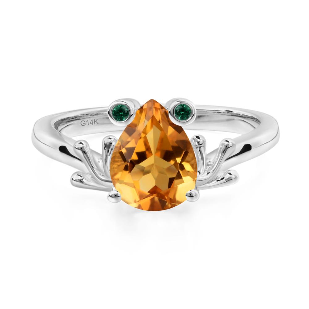 Citrine Ring Frog Engagement Ring - LUO Jewelry #metal_14k white gold