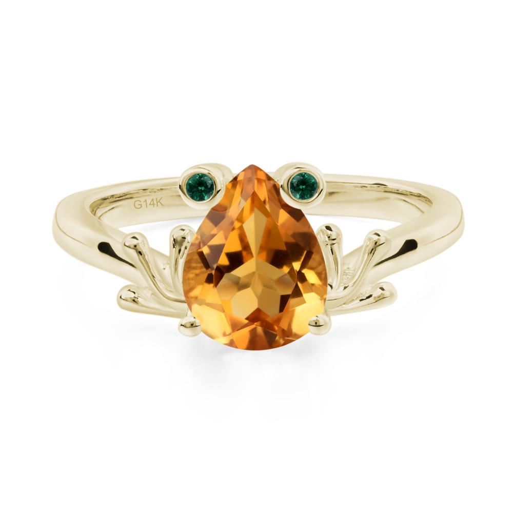Citrine Ring Frog Engagement Ring - LUO Jewelry #metal_14k yellow gold