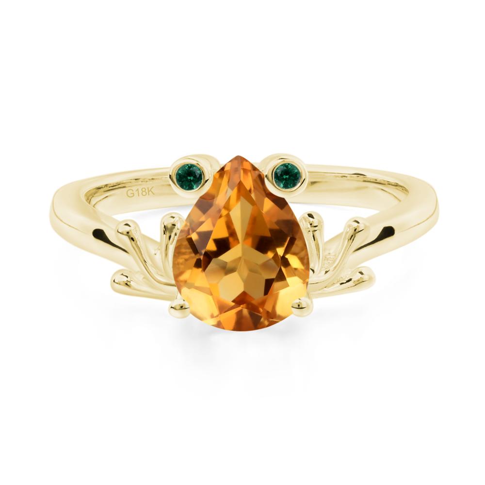 Citrine Ring Frog Engagement Ring - LUO Jewelry #metal_18k yellow gold