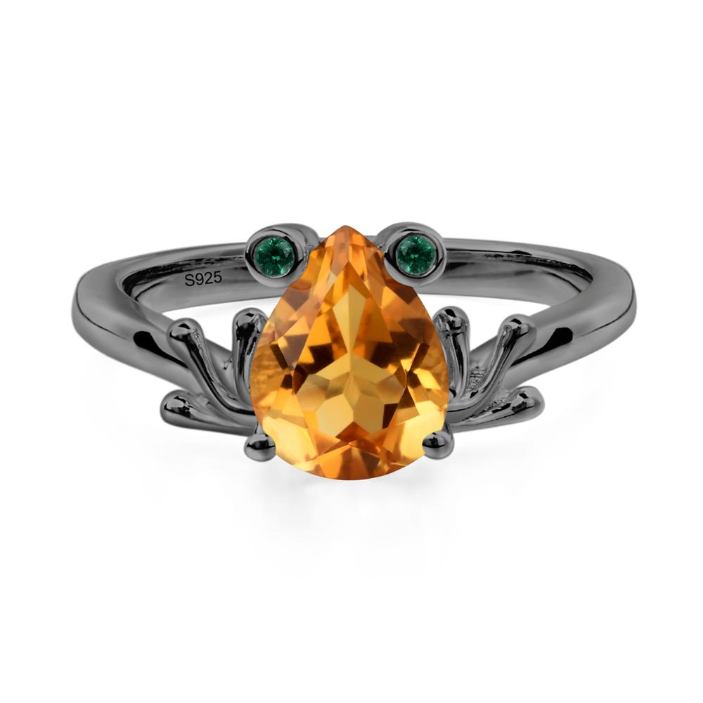 Citrine Ring Frog Engagement Ring - LUO Jewelry #metal_black finish sterling silver