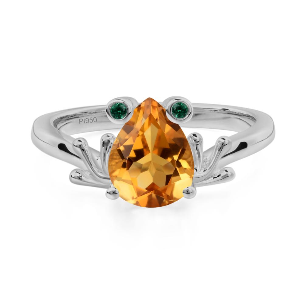 Citrine Ring Frog Engagement Ring - LUO Jewelry #metal_platinum