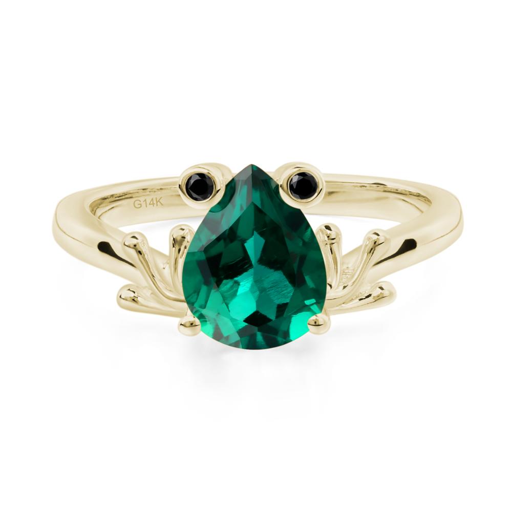 Lab Created Emerald Ring Frog Engagement Ring - LUO Jewelry #metal_14k yellow gold