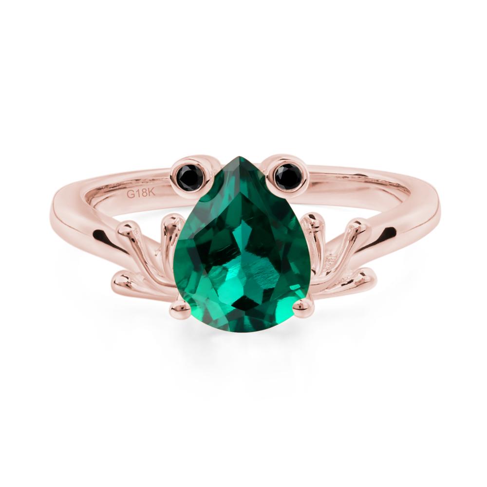 Lab Created Emerald Ring Frog Engagement Ring - LUO Jewelry #metal_18k rose gold