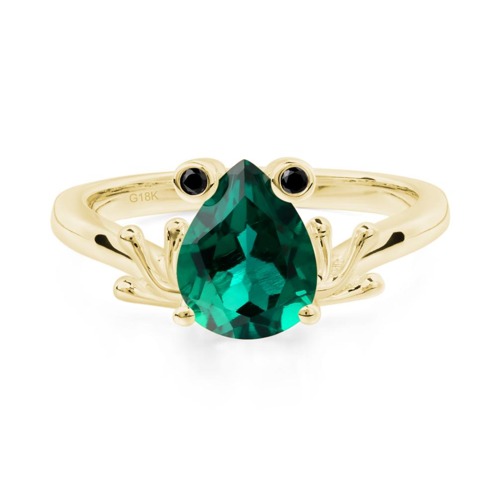 Lab Created Emerald Ring Frog Engagement Ring - LUO Jewelry #metal_18k yellow gold