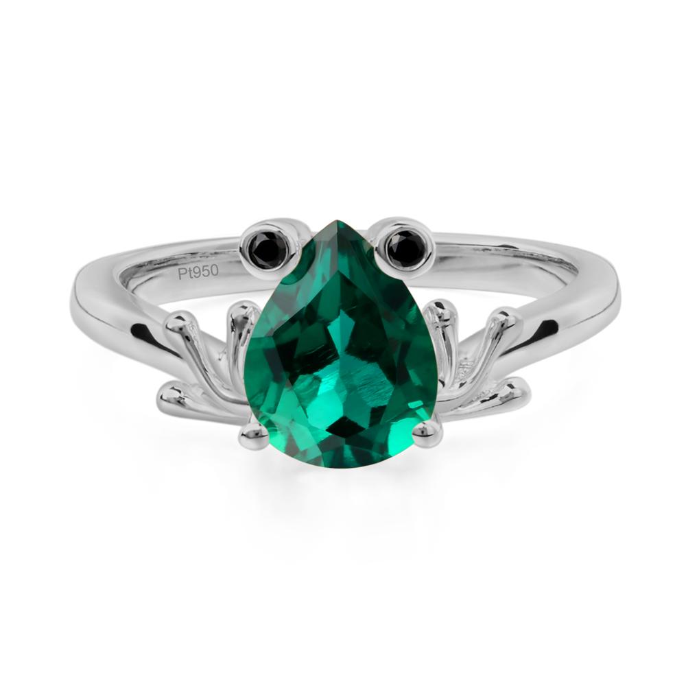 Lab Created Emerald Ring Frog Engagement Ring - LUO Jewelry #metal_platinum