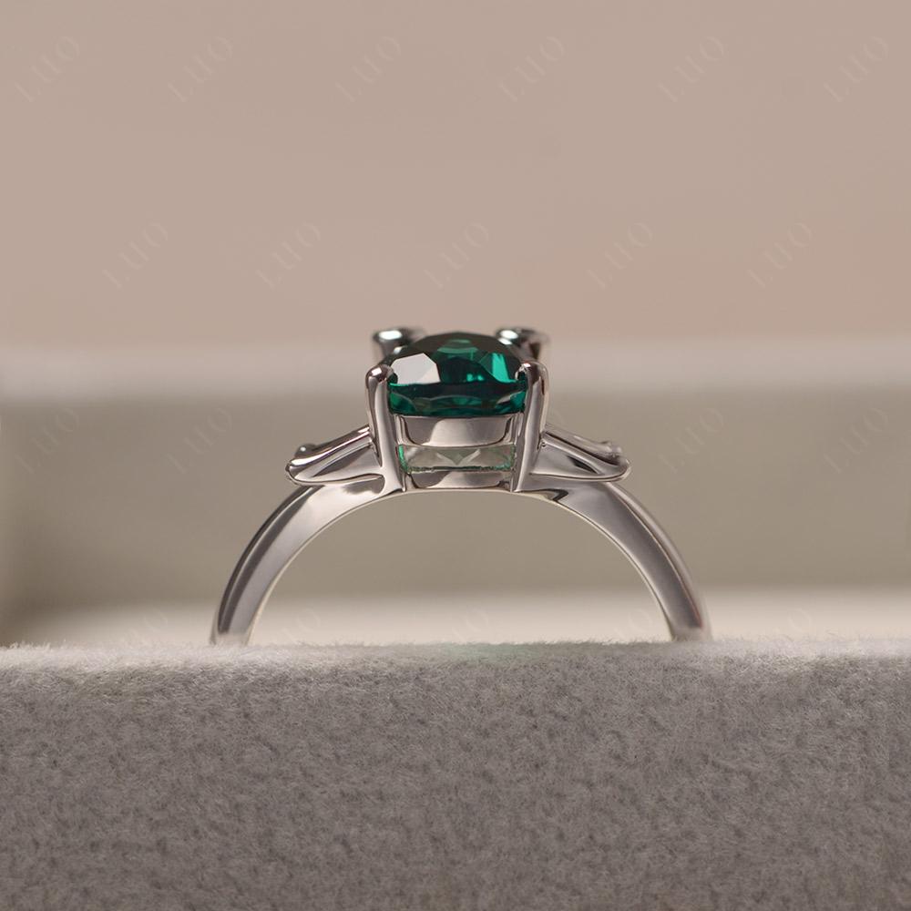 Lab Emerald Ring Frog Engagement Ring White Gold - LUO Jewelry