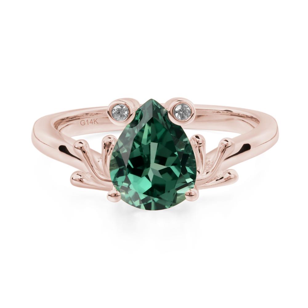 Lab Created Green Sapphire Ring Frog Engagement Ring - LUO Jewelry #metal_14k rose gold