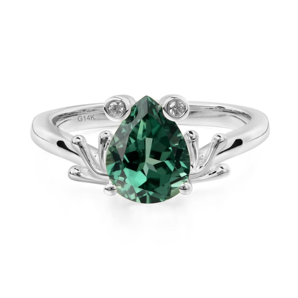 Lab Created Green Sapphire Ring Frog Engagement Ring - LUO Jewelry #metal_14k white gold