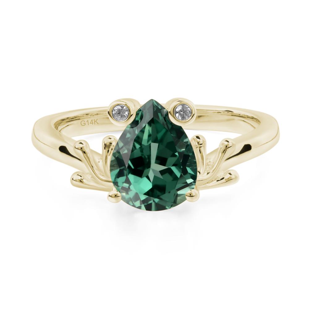 Lab Created Green Sapphire Ring Frog Engagement Ring - LUO Jewelry #metal_14k yellow gold