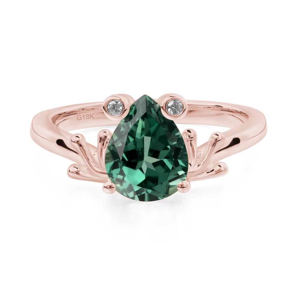 Lab Created Green Sapphire Ring Frog Engagement Ring - LUO Jewelry #metal_18k rose gold