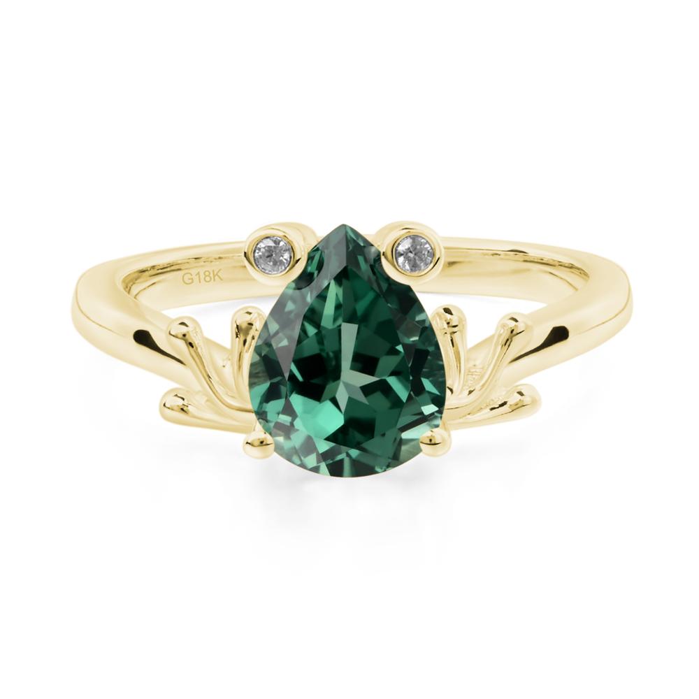 Lab Created Green Sapphire Ring Frog Engagement Ring - LUO Jewelry #metal_18k yellow gold