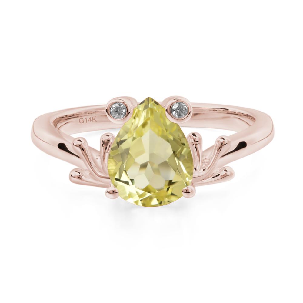 Lemon Quartz Ring Frog Engagement Ring - LUO Jewelry #metal_14k rose gold