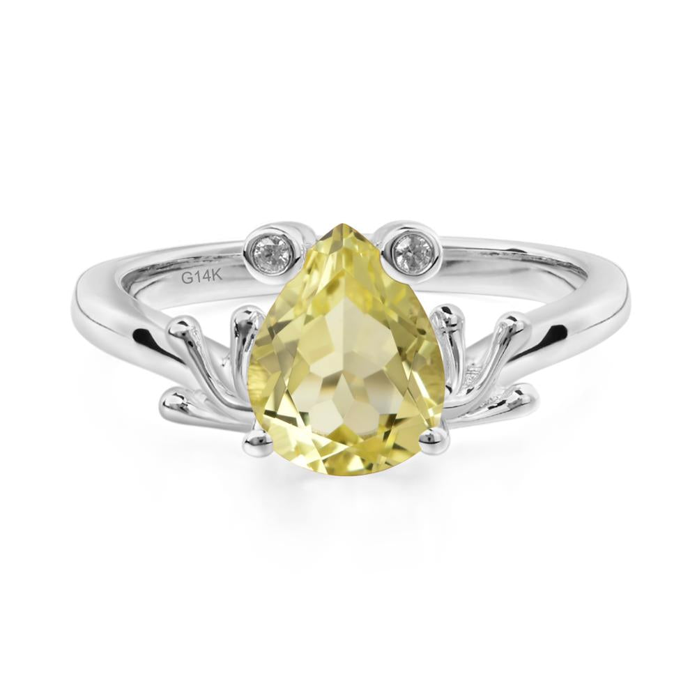 Lemon Quartz Ring Frog Engagement Ring - LUO Jewelry #metal_14k white gold