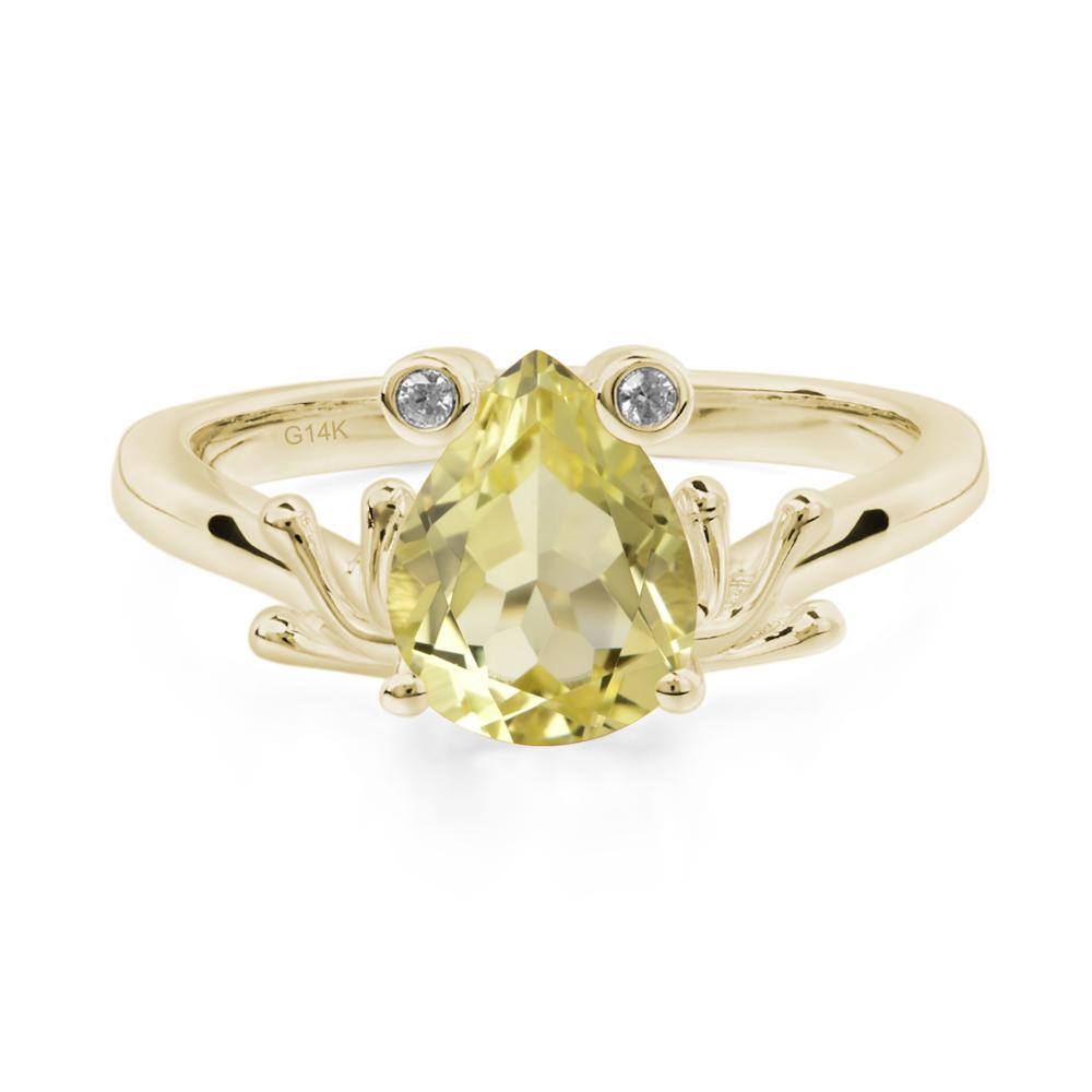 Lemon Quartz Ring Frog Engagement Ring - LUO Jewelry #metal_14k yellow gold