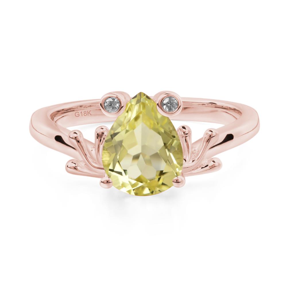 Lemon Quartz Ring Frog Engagement Ring - LUO Jewelry #metal_18k rose gold
