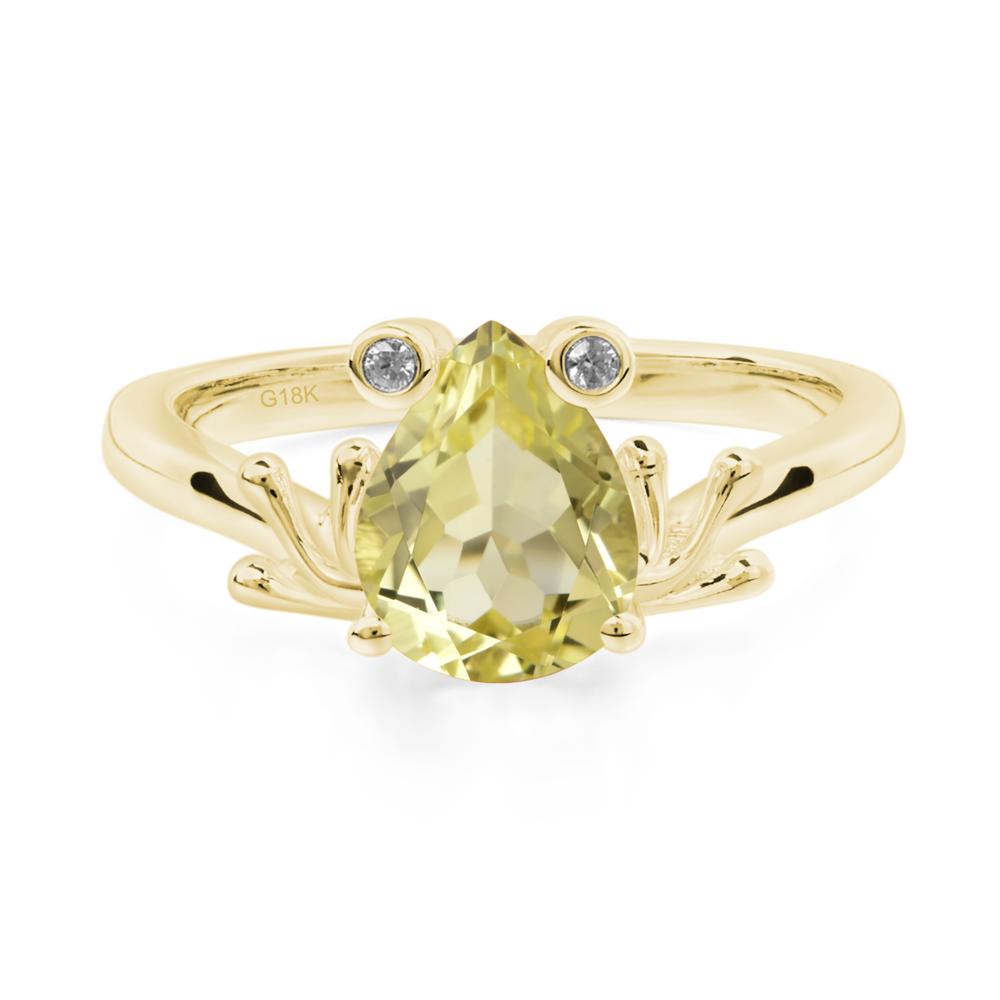 Lemon Quartz Ring Frog Engagement Ring - LUO Jewelry #metal_18k yellow gold