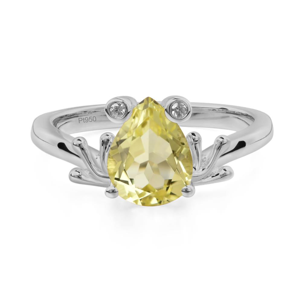 Lemon Quartz Ring Frog Engagement Ring - LUO Jewelry #metal_platinum