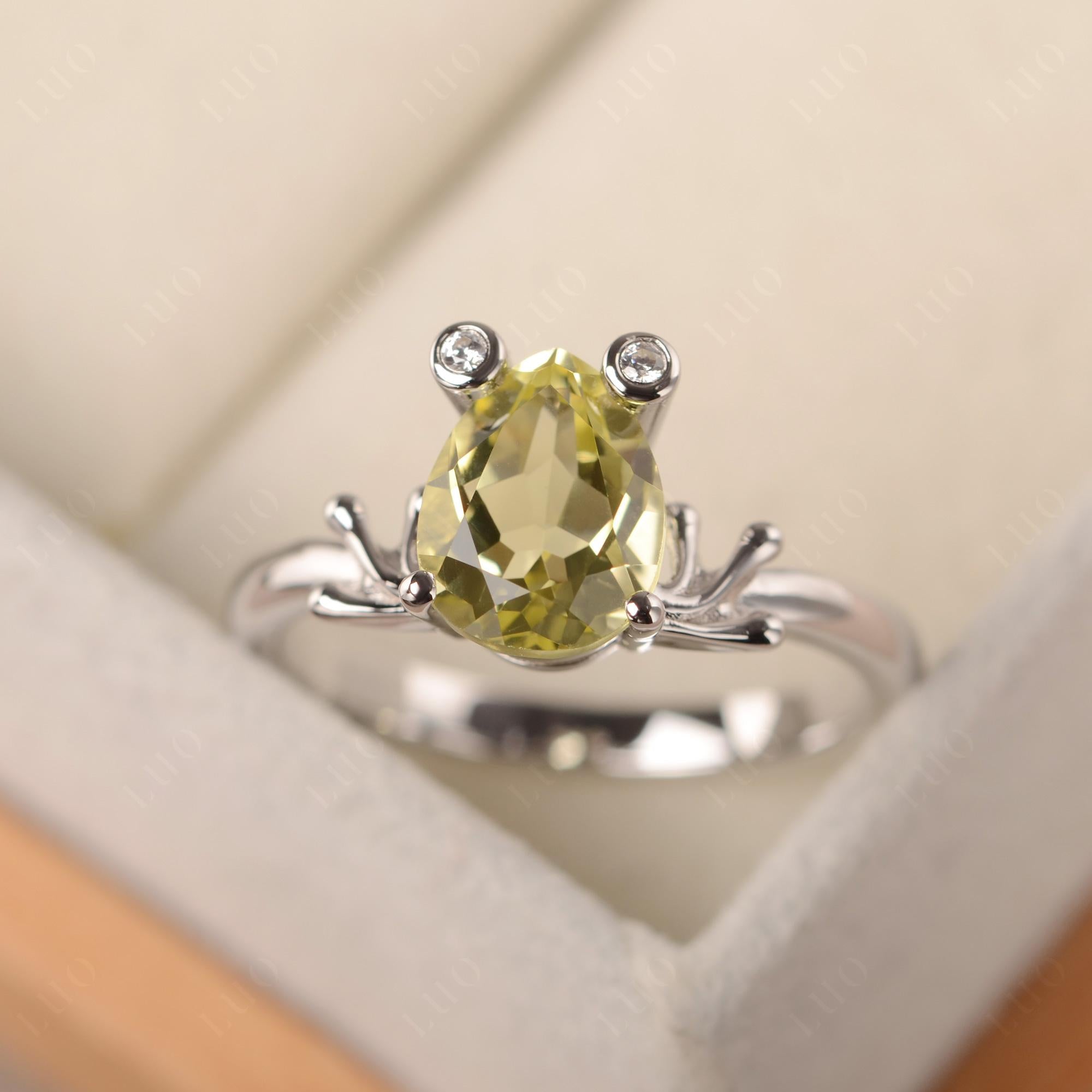 Lemon Quartz Ring Frog Engagement Ring - LUO Jewelry