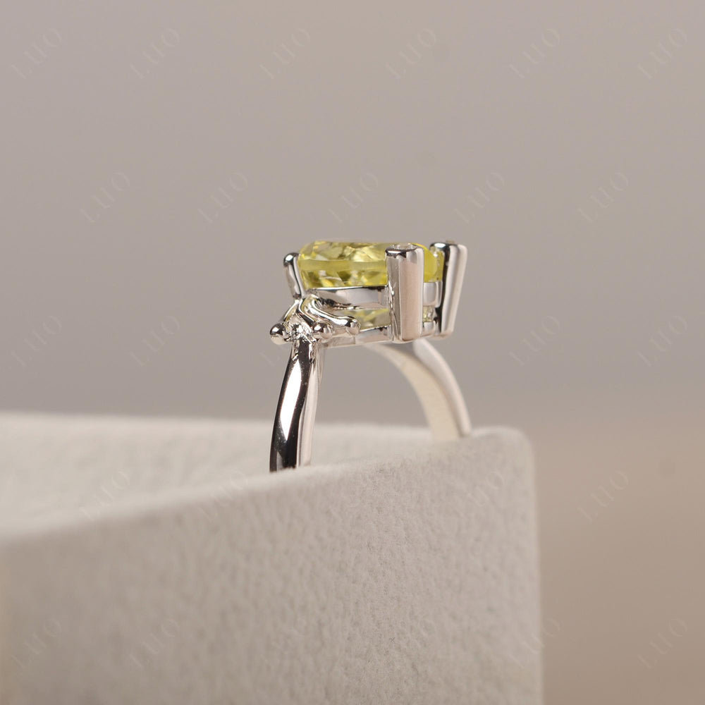 Lemon Quartz Ring Frog Engagement Ring White Gold - LUO Jewelry