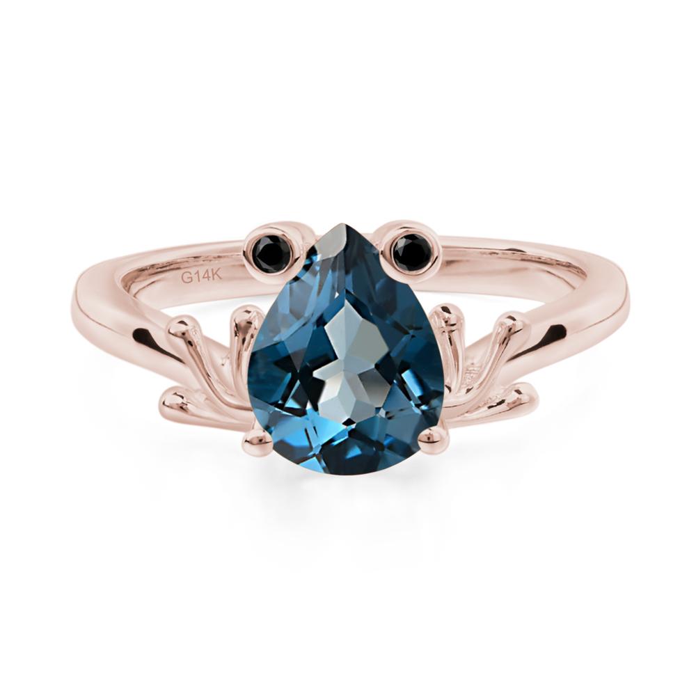 London Blue Topaz Ring Frog Engagement Ring - LUO Jewelry #metal_14k rose gold