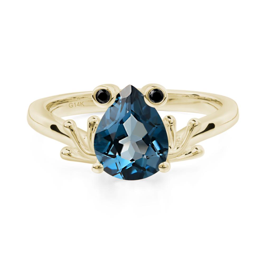 London Blue Topaz Ring Frog Engagement Ring - LUO Jewelry #metal_14k yellow gold