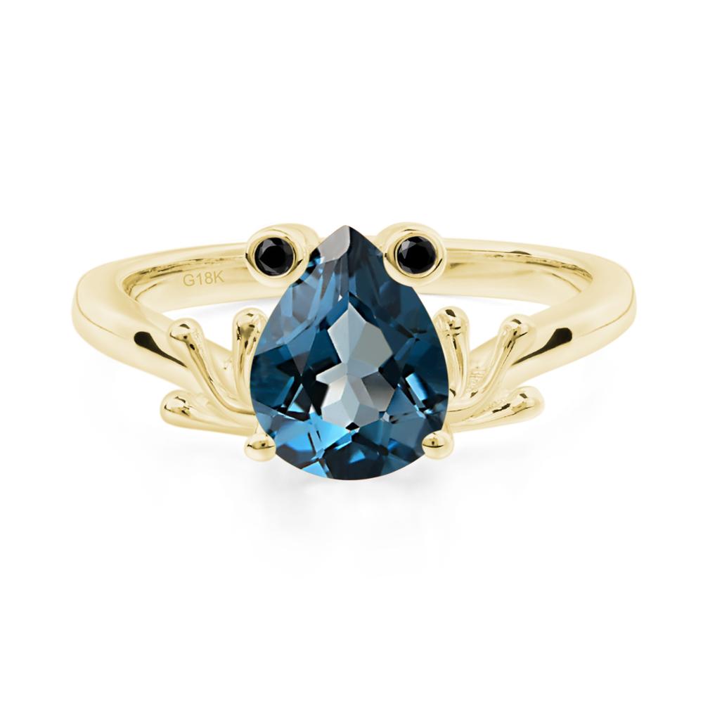 London Blue Topaz Ring Frog Engagement Ring - LUO Jewelry #metal_18k yellow gold
