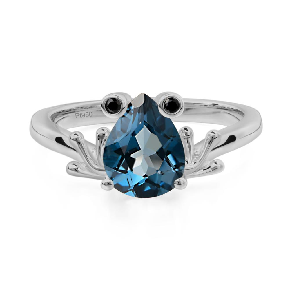 London Blue Topaz Ring Frog Engagement Ring - LUO Jewelry #metal_platinum