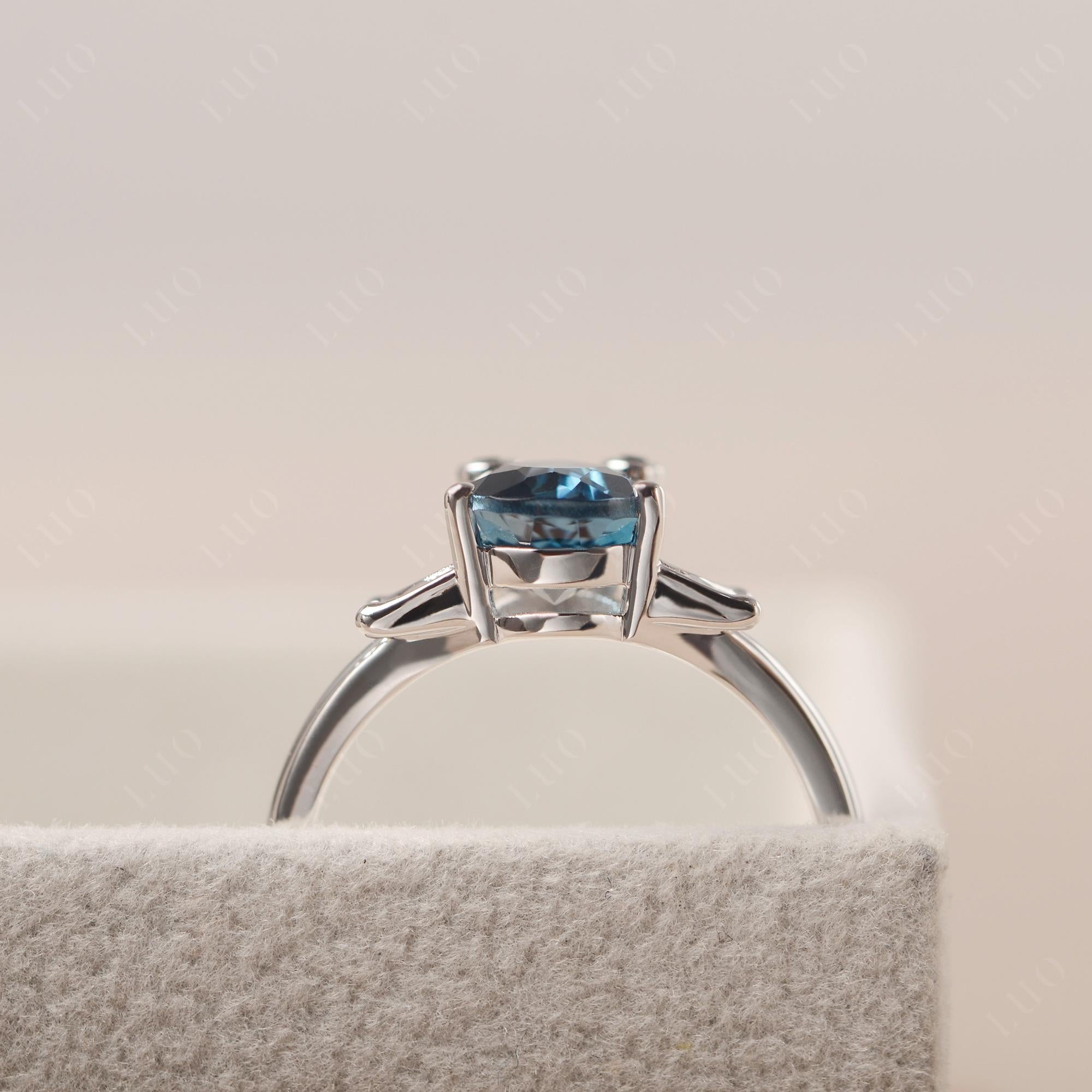 London Blue Topaz Ring Frog Engagement Ring - LUO Jewelry