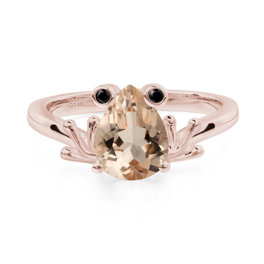 Morganite Ring Frog Engagement Ring - LUO Jewelry #metal_14k rose gold
