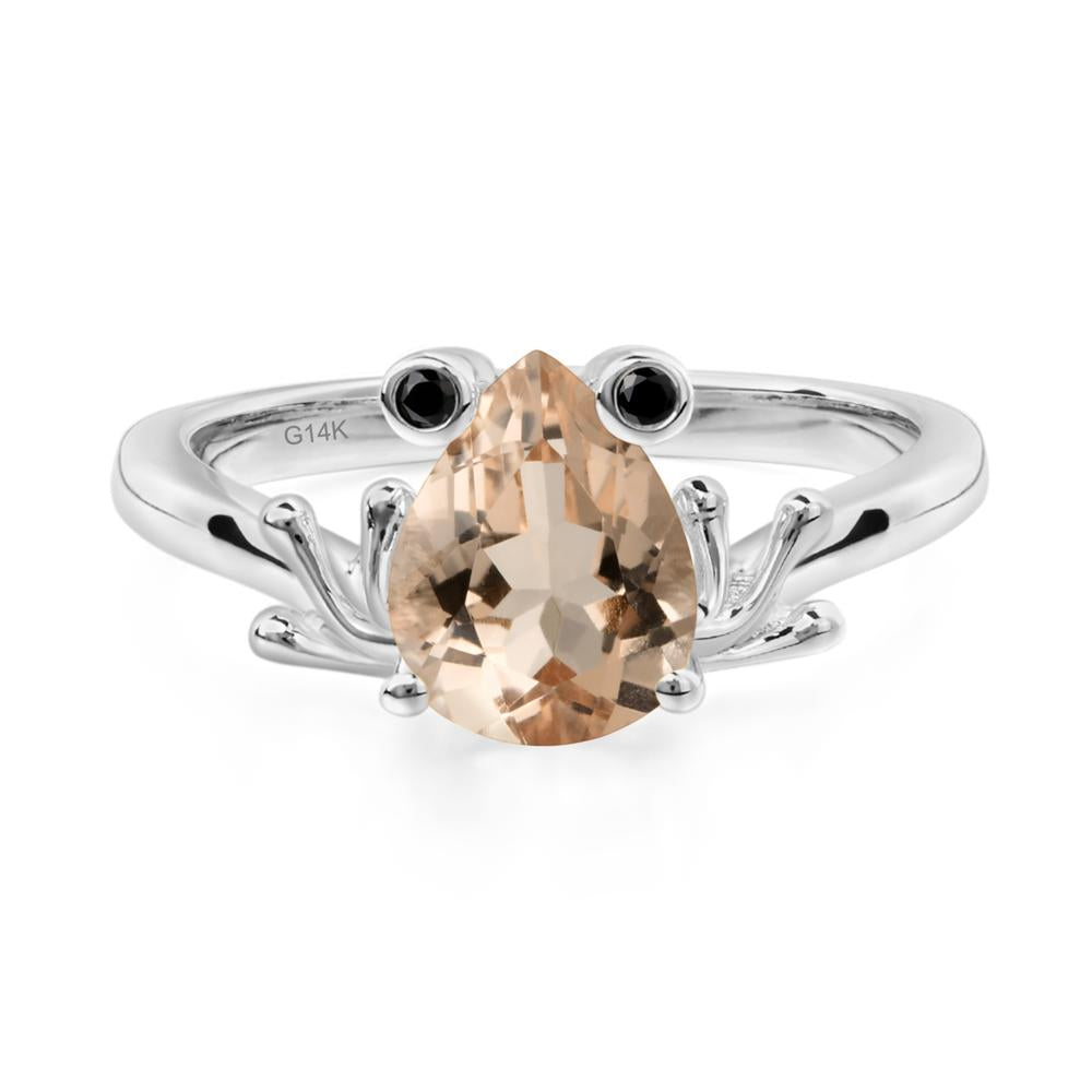 Morganite Ring Frog Engagement Ring - LUO Jewelry #metal_14k white gold