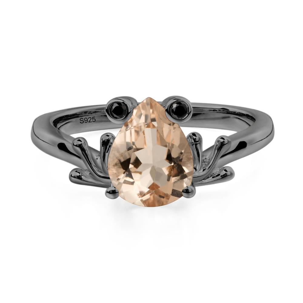 Morganite Ring Frog Engagement Ring - LUO Jewelry #metal_black finish sterling silver