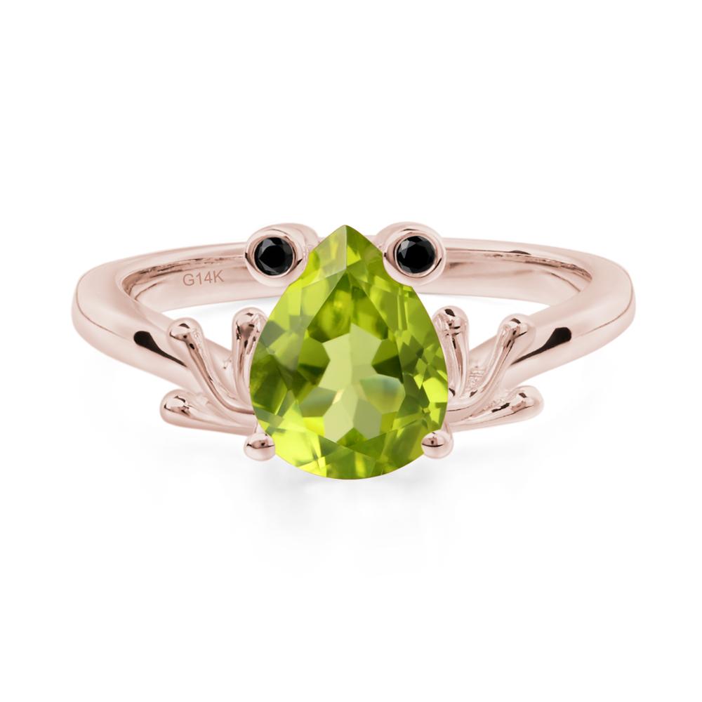 Peridot Ring Frog Engagement Ring - LUO Jewelry #metal_14k rose gold