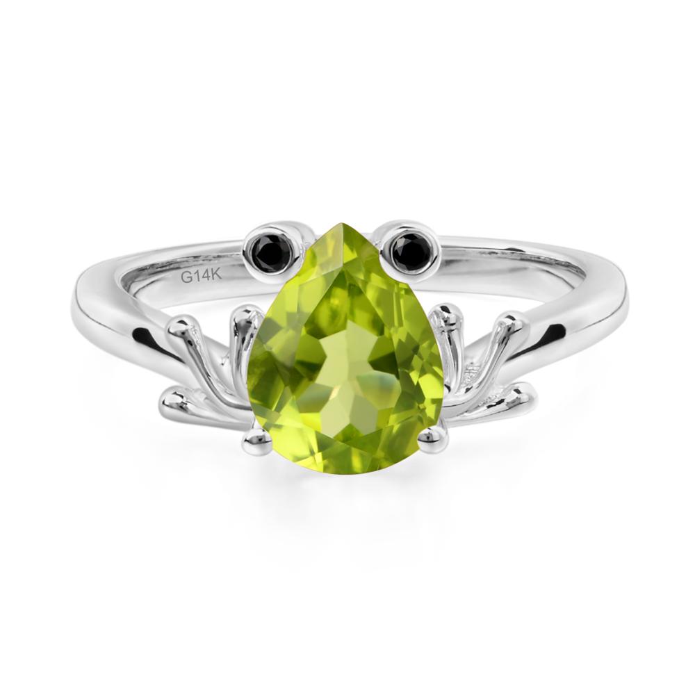 Peridot Ring Frog Engagement Ring - LUO Jewelry #metal_14k white gold