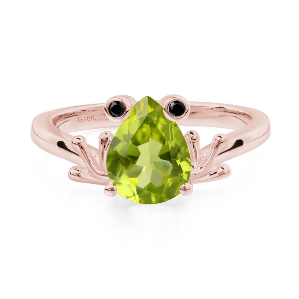 Peridot Ring Frog Engagement Ring - LUO Jewelry #metal_18k rose gold