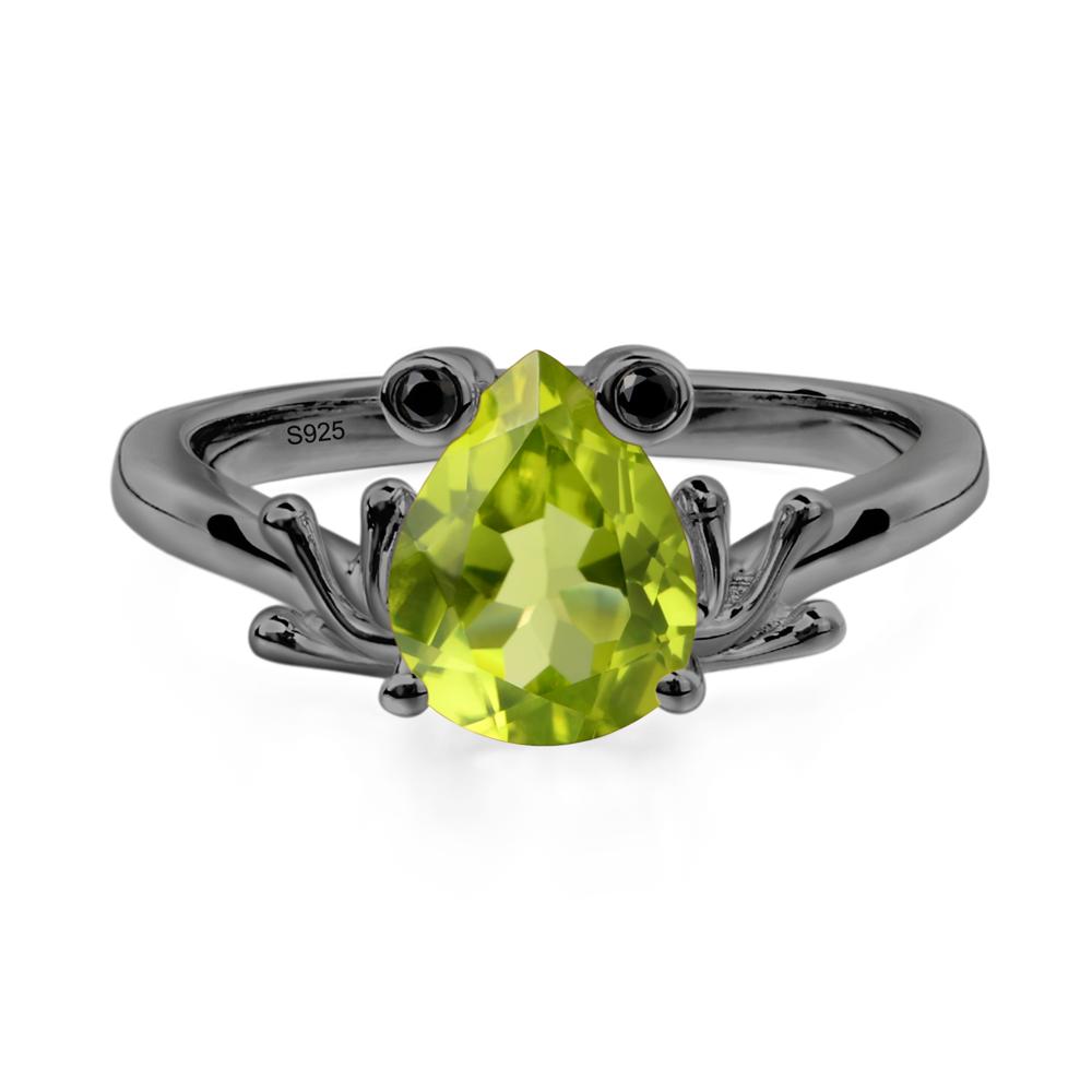 Peridot Ring Frog Engagement Ring - LUO Jewelry #metal_black finish sterling silver