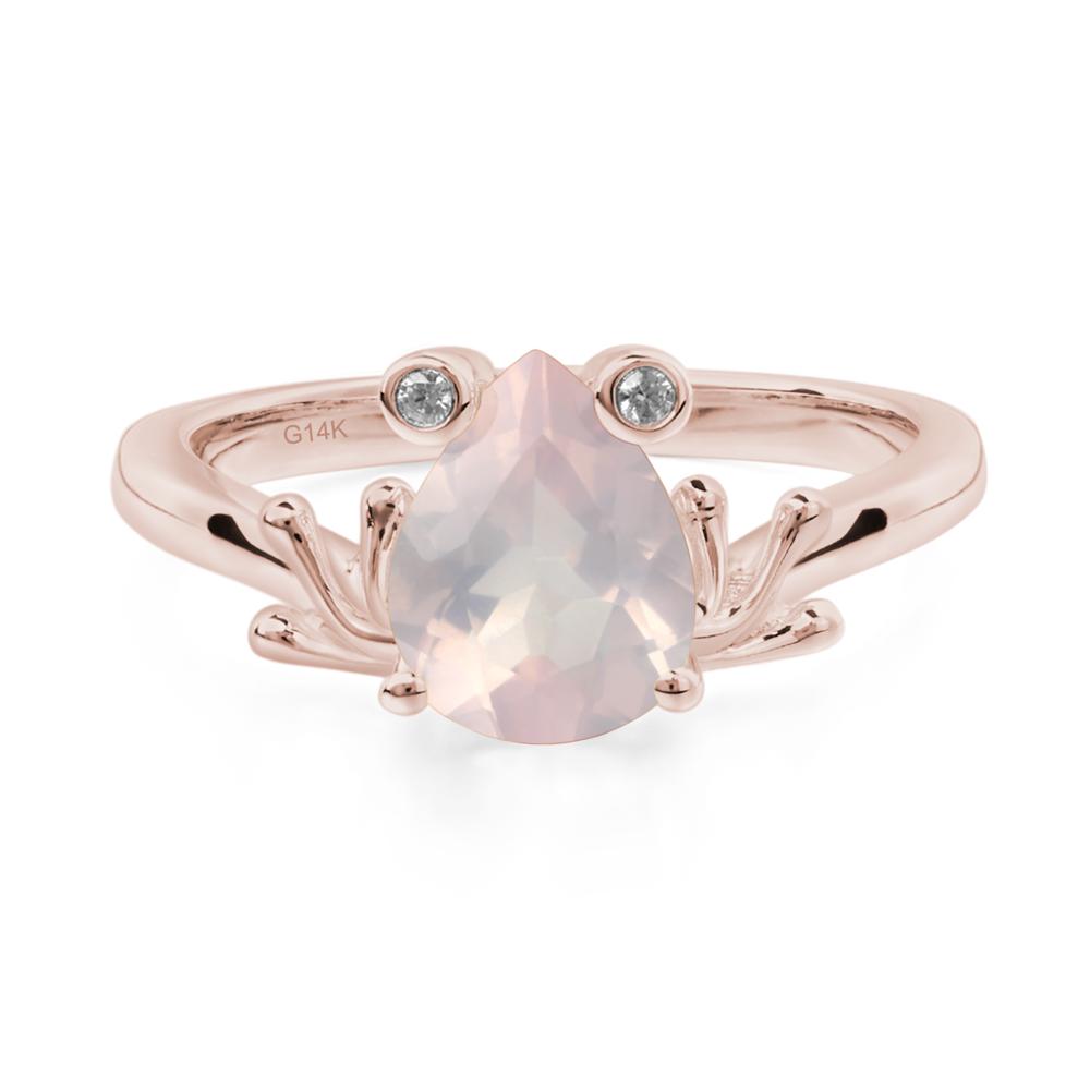Rose Quartz Ring Frog Engagement Ring - LUO Jewelry #metal_14k rose gold