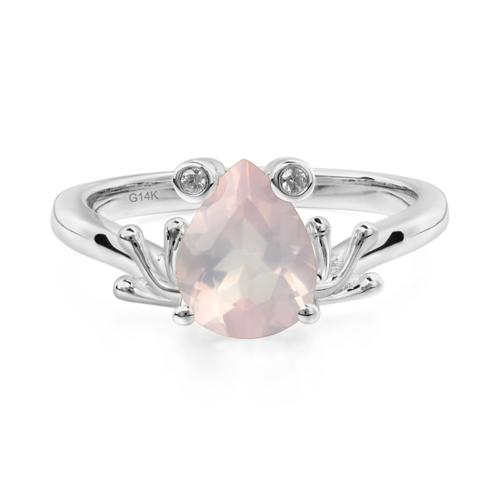 Rose Quartz Ring Frog Engagement Ring - LUO Jewelry #metal_14k white gold