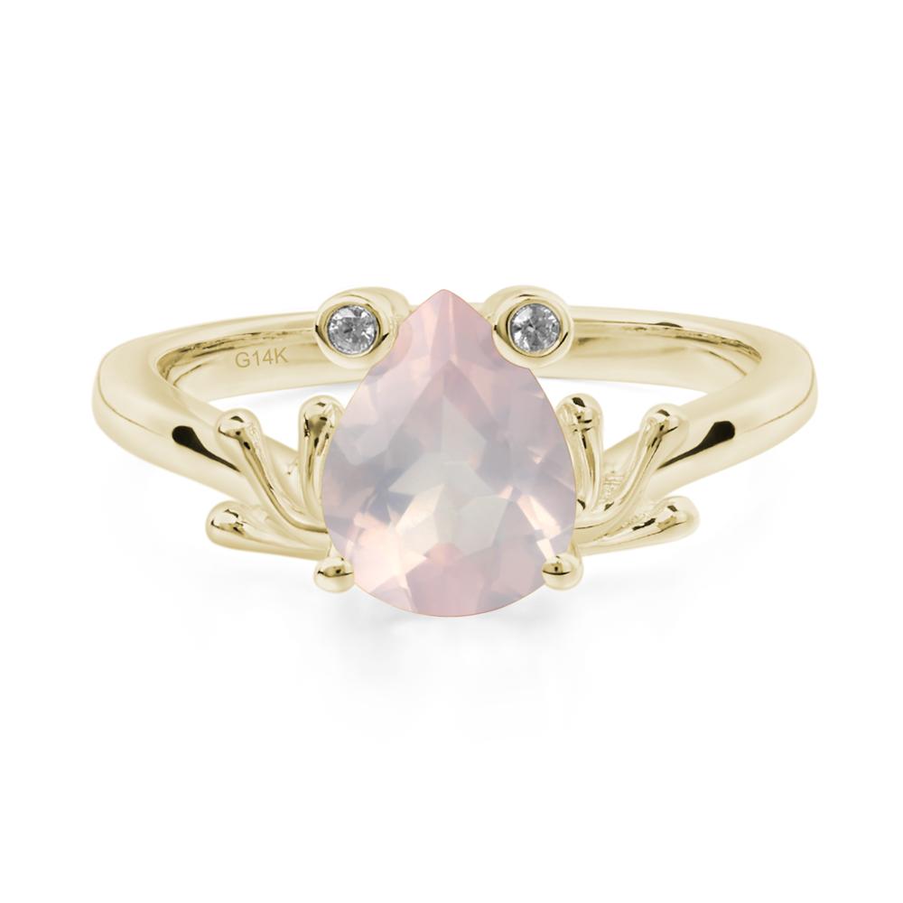 Rose Quartz Ring Frog Engagement Ring - LUO Jewelry #metal_14k yellow gold