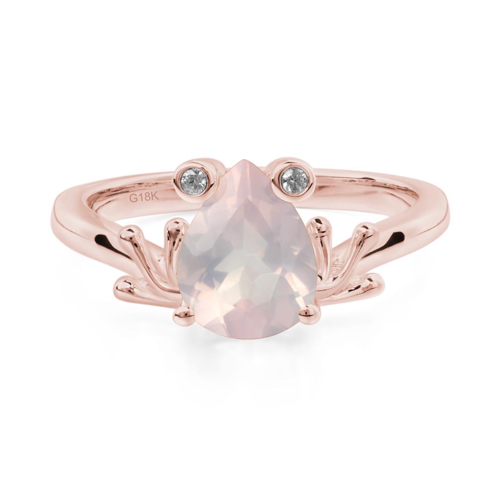 Rose Quartz Ring Frog Engagement Ring - LUO Jewelry #metal_18k rose gold