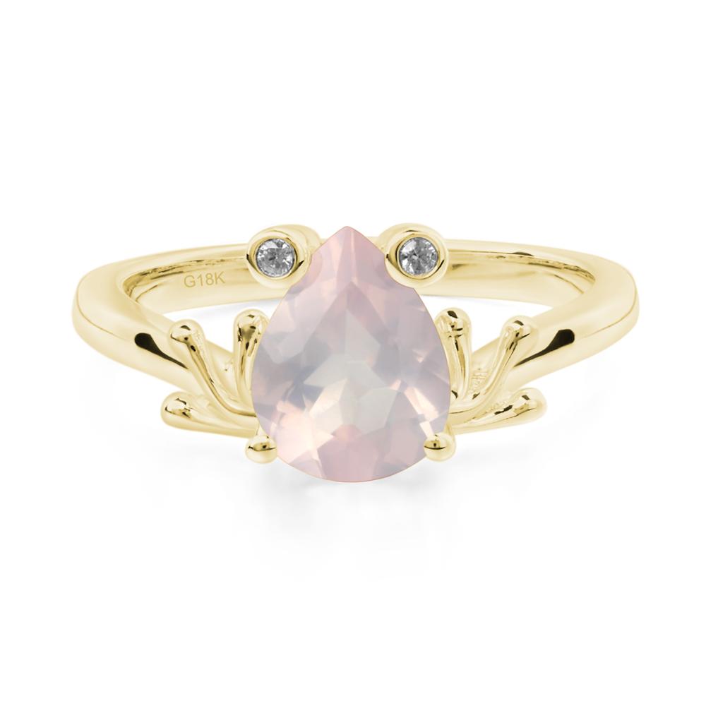 Rose Quartz Ring Frog Engagement Ring - LUO Jewelry #metal_18k yellow gold