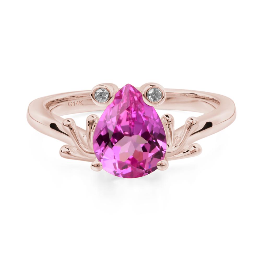 Lab Pink Sapphire Ring Frog Engagement Ring - LUO Jewelry #metal_14k rose gold