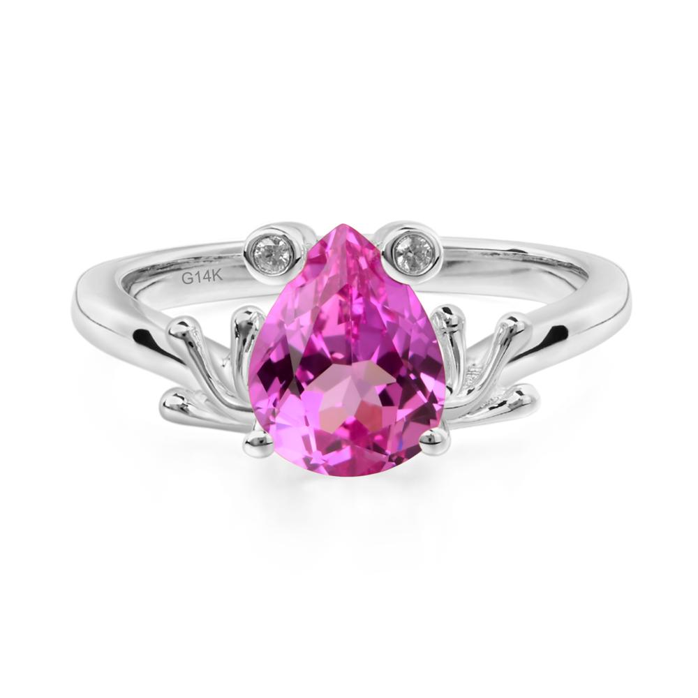 Lab Pink Sapphire Ring Frog Engagement Ring - LUO Jewelry #metal_14k white gold