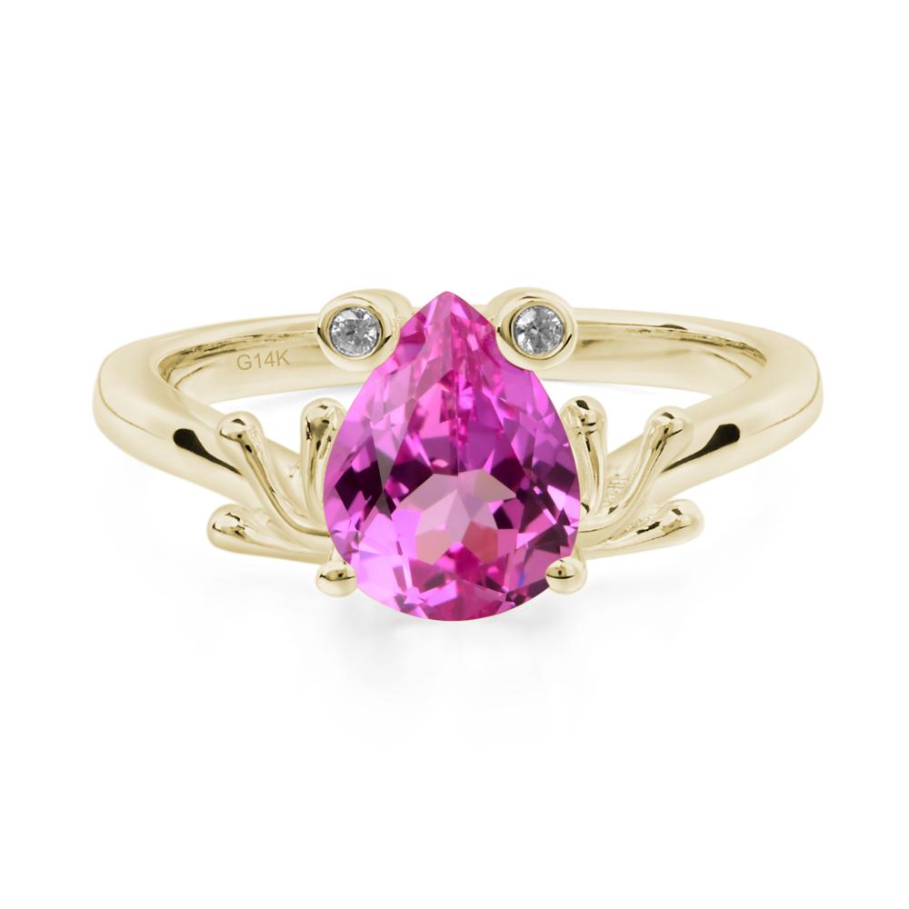 Lab Pink Sapphire Ring Frog Engagement Ring - LUO Jewelry #metal_14k yellow gold