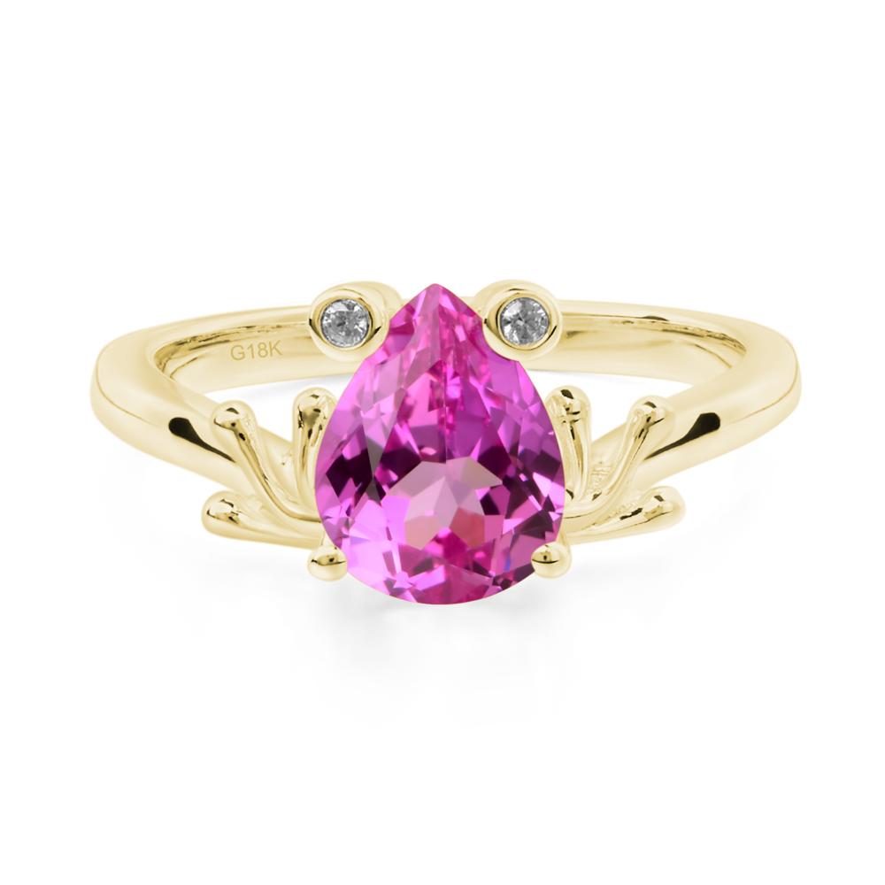 Lab Pink Sapphire Ring Frog Engagement Ring - LUO Jewelry #metal_18k yellow gold