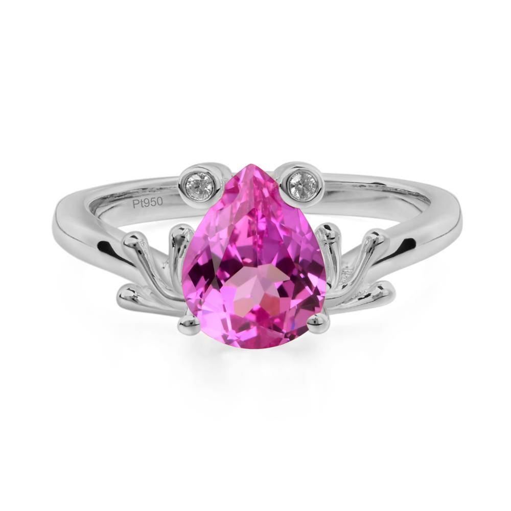 Lab Pink Sapphire Ring Frog Engagement Ring - LUO Jewelry #metal_platinum