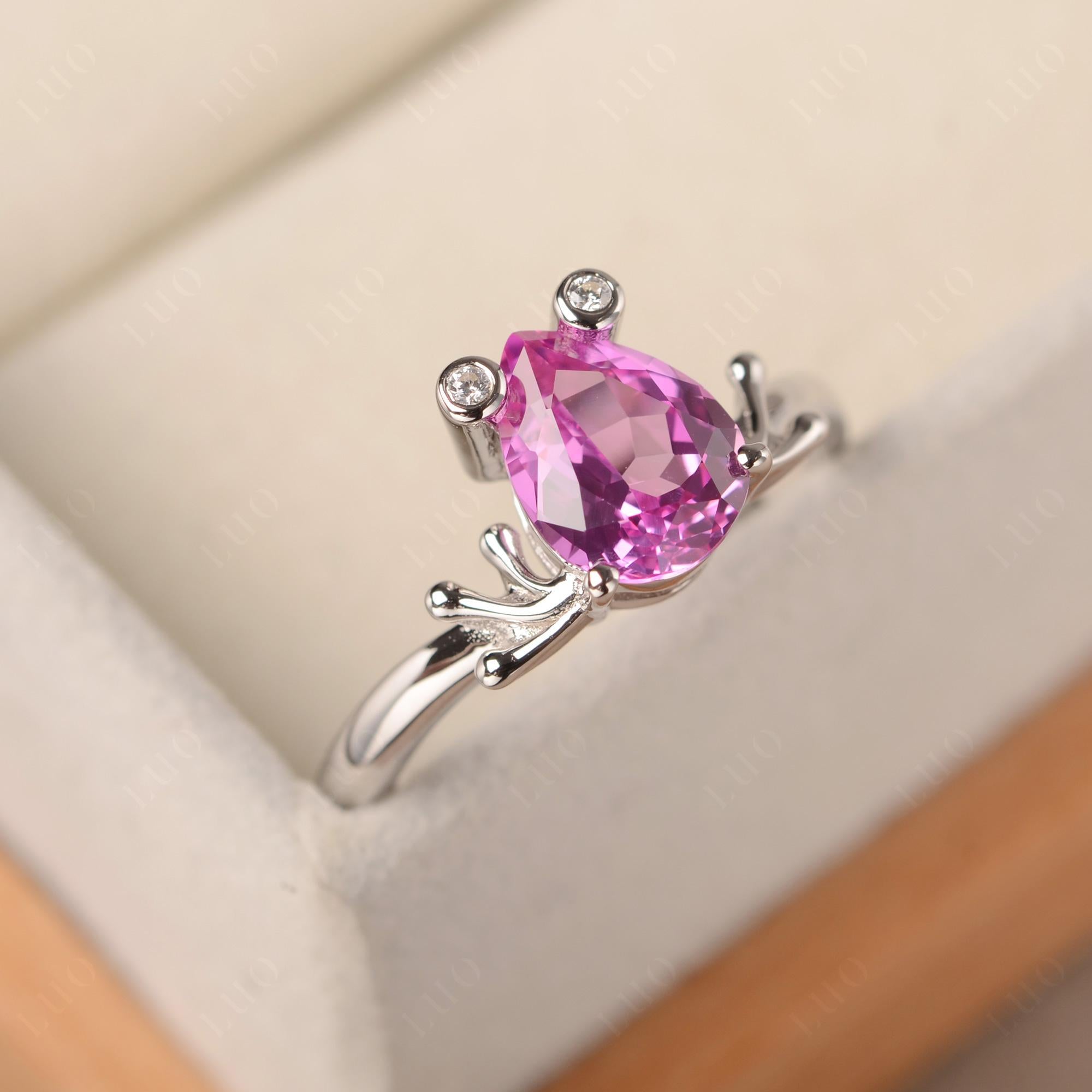 Lab Pink Sapphire Ring Frog Engagement Ring - LUO Jewelry